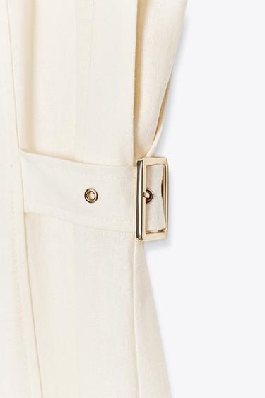 MIDI DRESS WITH BELT LOOPS IN A LINEN BLEND - Ecru by Zara - Image 7