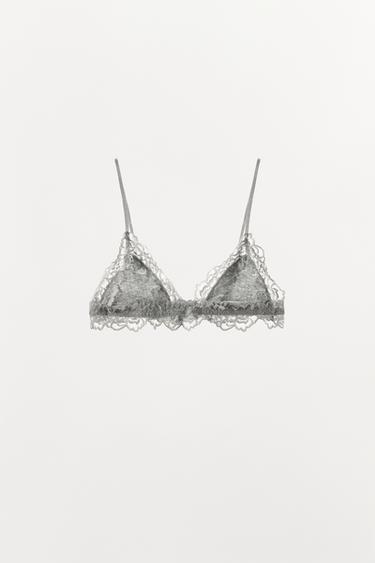 BRALETTE POINTELLE ENCAJE - Gris de Zara