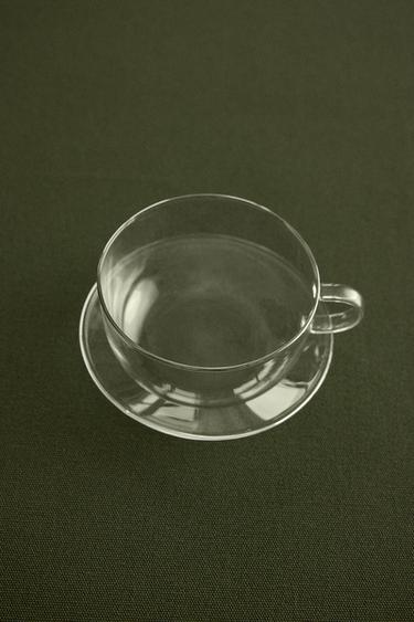 TASSE À THÉ ET SOUCOUPE EN BOROSILICATE FILET ARGENTÉ - Argent de Zara - Image 4
