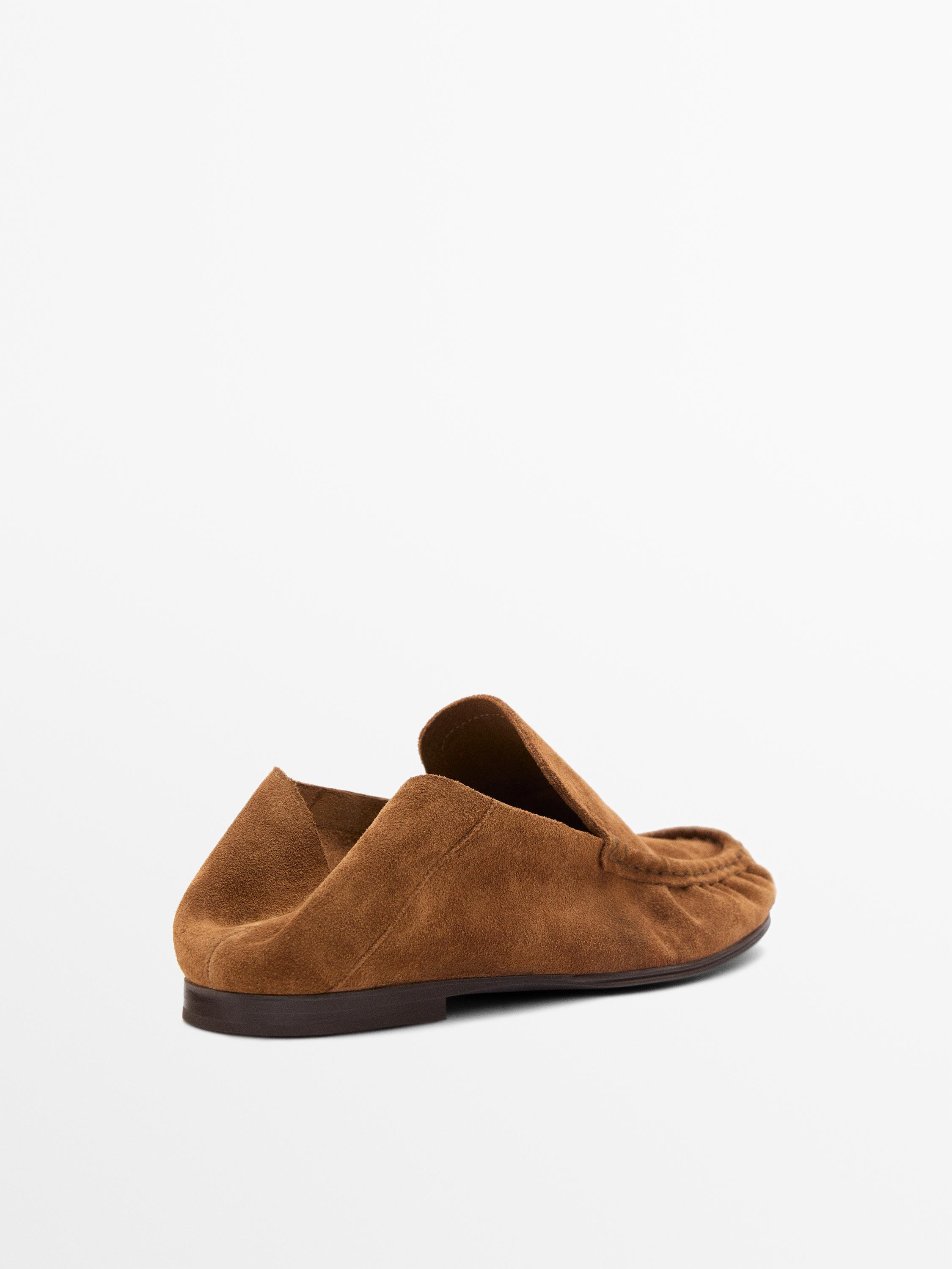 Soft split leather loafers