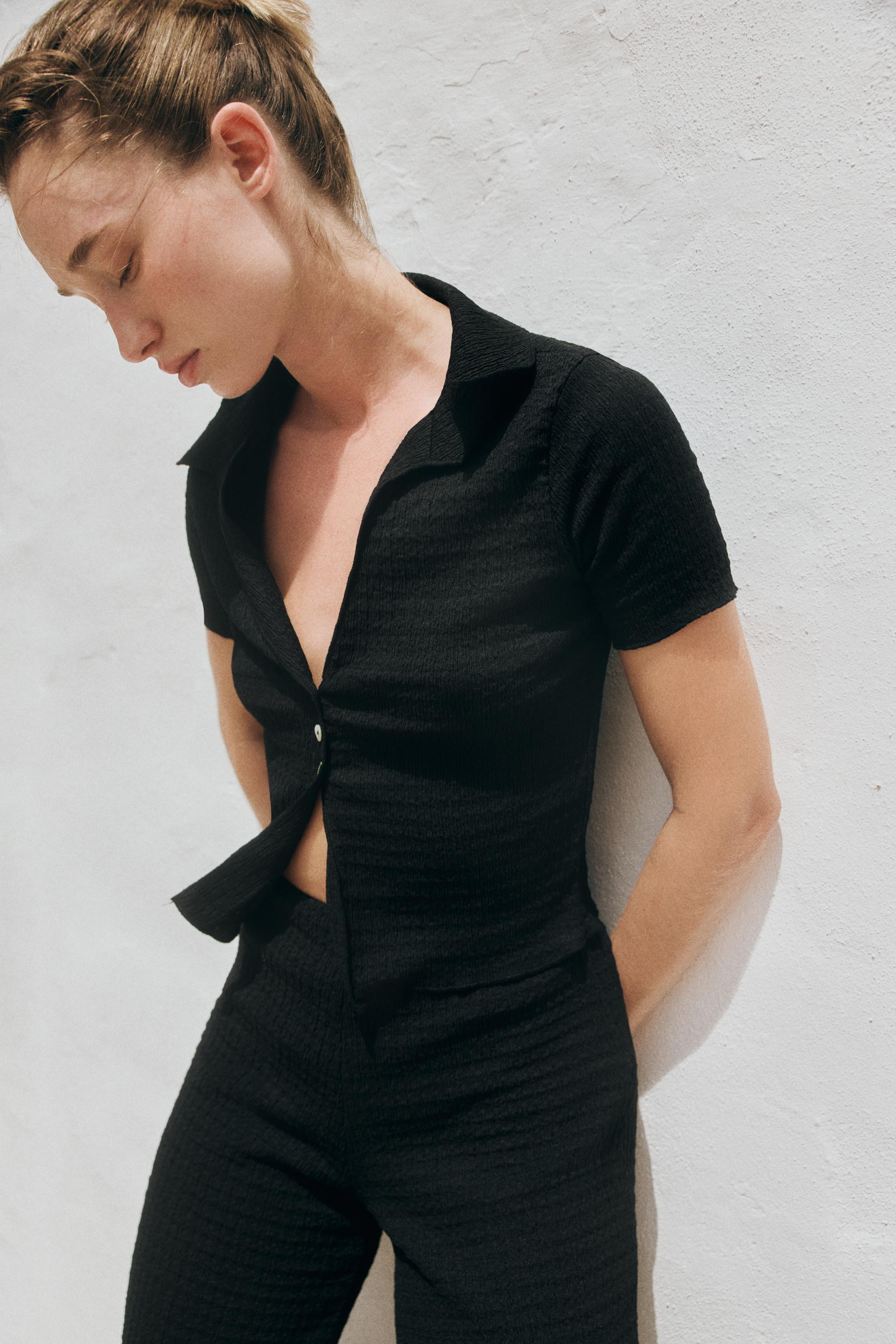 Женские топы Zara TEXTURED CROP TOP — фото 2
