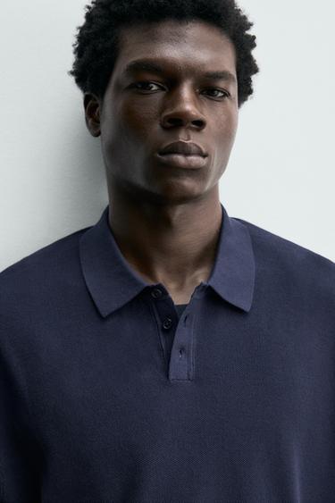 REGULAR FIT PIQUÉ KNIT POLO SHIRT - Blue by Zara - Image 5