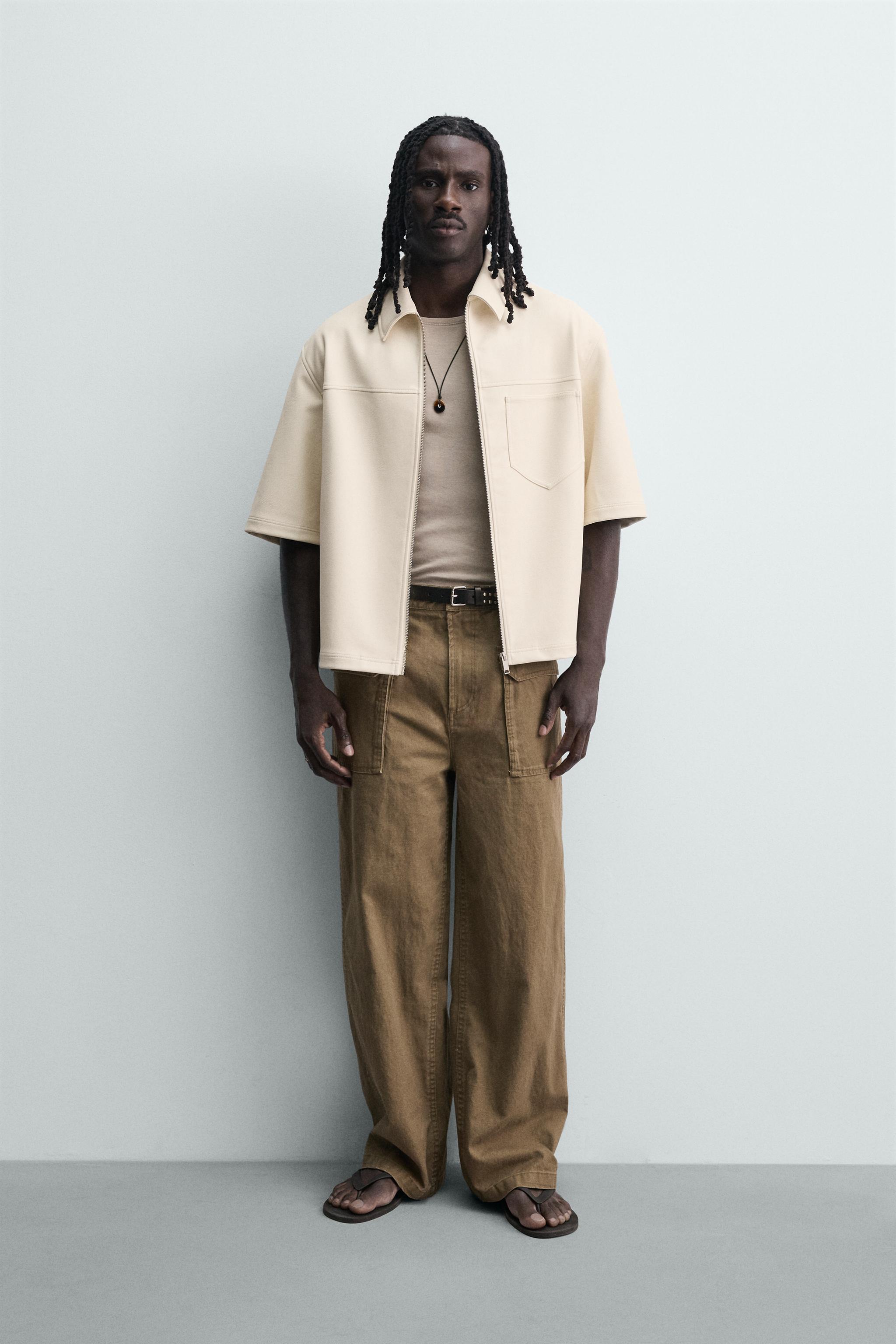 Zara FAUX LEATHER RELAXED FIT OVERSHIRT