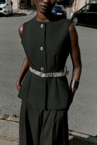 Zara BELTED VEST - Black