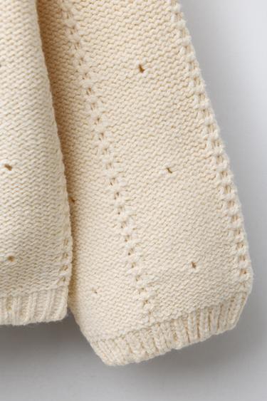 KNIT SWEATER WITH FLORAL EMBROIDERY - Ecru by Zara - Image 3