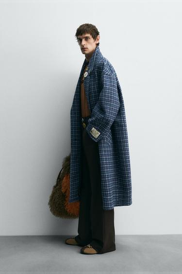 オーバーサイズチェックコート HARRY LAMBERT FOR ZARA X DISNEYブルーZaraのオーバーサイズチェックコート HARRY LAMBERT FOR ZARA X DISNEY - ブルー
