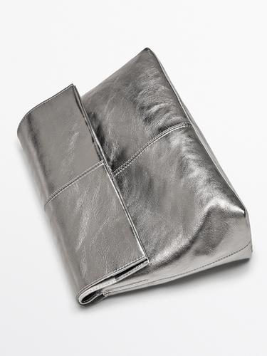 Zara Crackled nappa mini flap bag - Silver - Image 0