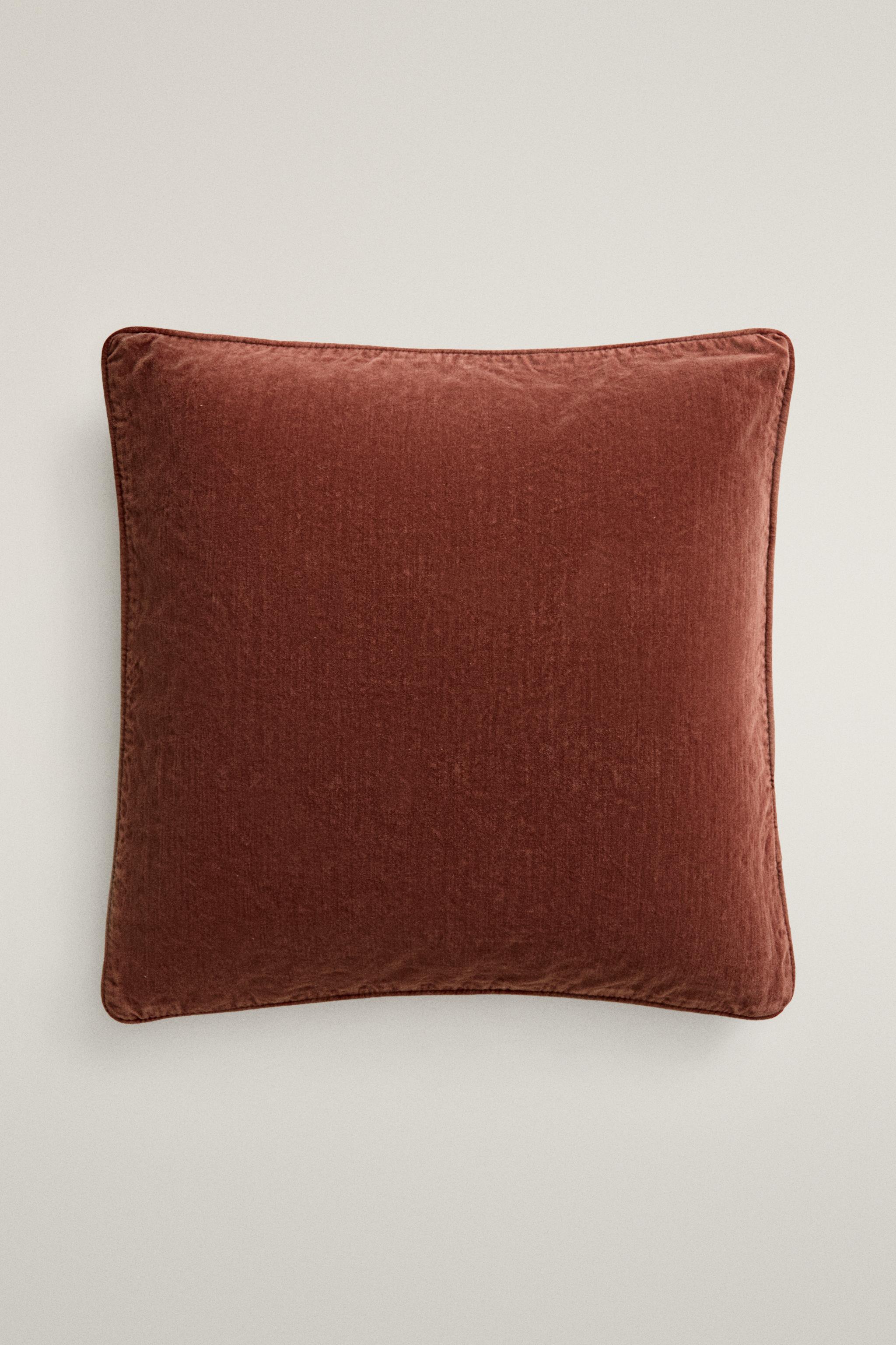 VELVET THROW PILLOW COVER — Brick