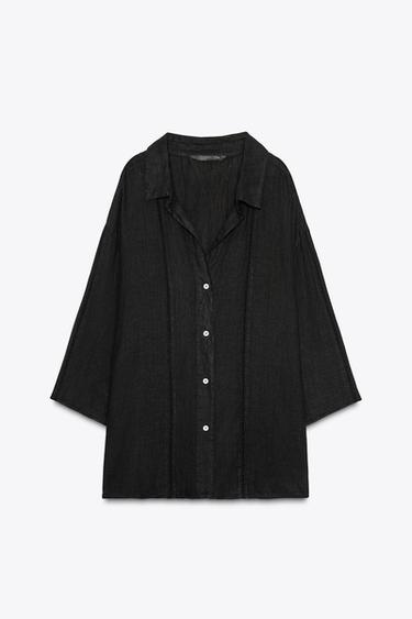 CHEMISE 100 % LIN COLLECTION ZW - Noir de Zara
