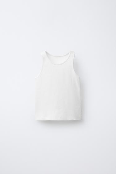 CAMISETA RIB BÁSICA - Blanco roto de Zara