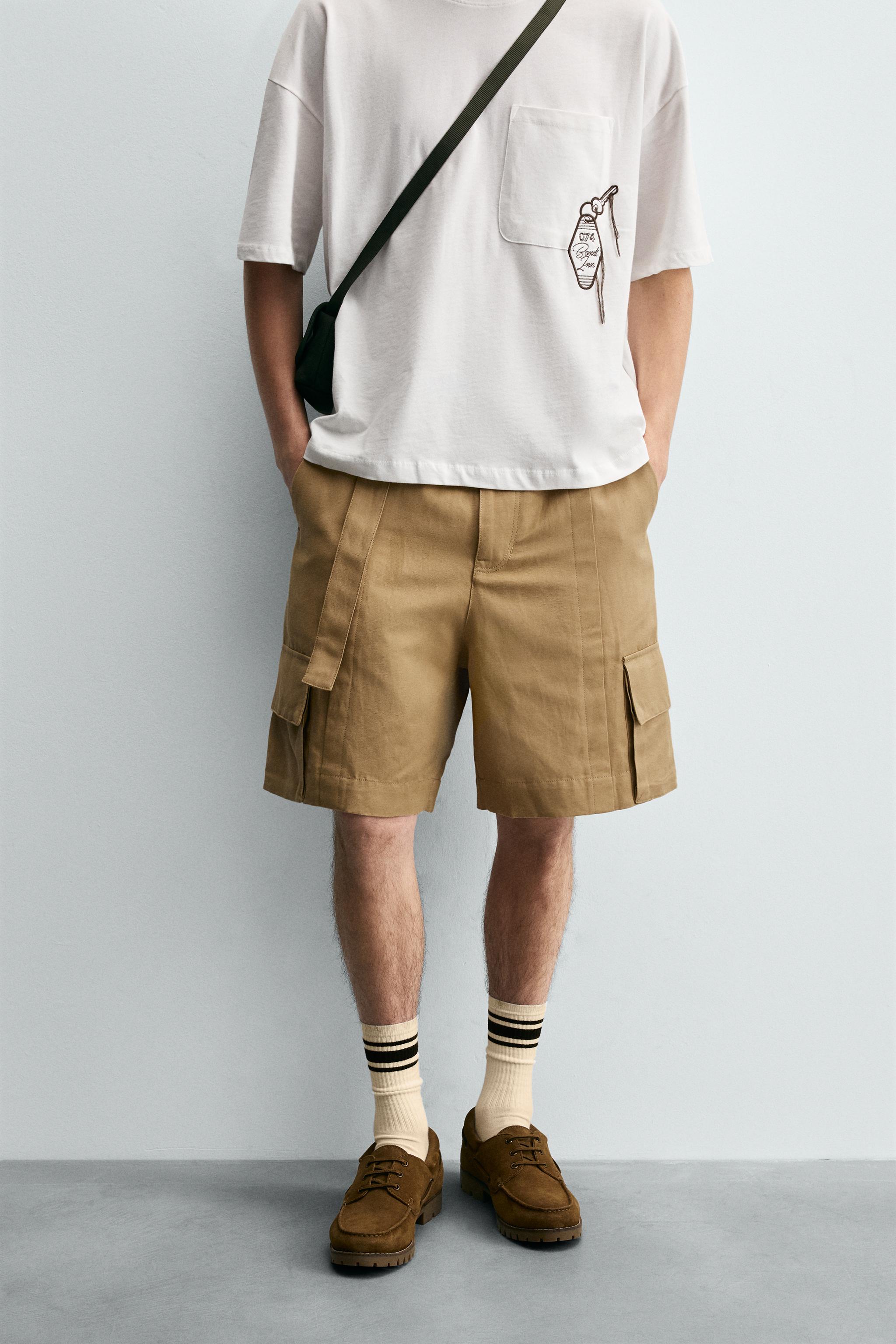 BELTED CARGO BERMUDA SHORTS camel ZARA South Africa