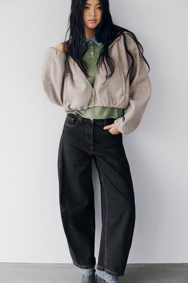 SOFT HOODIE JACKET - Brown / Taupe by Zara