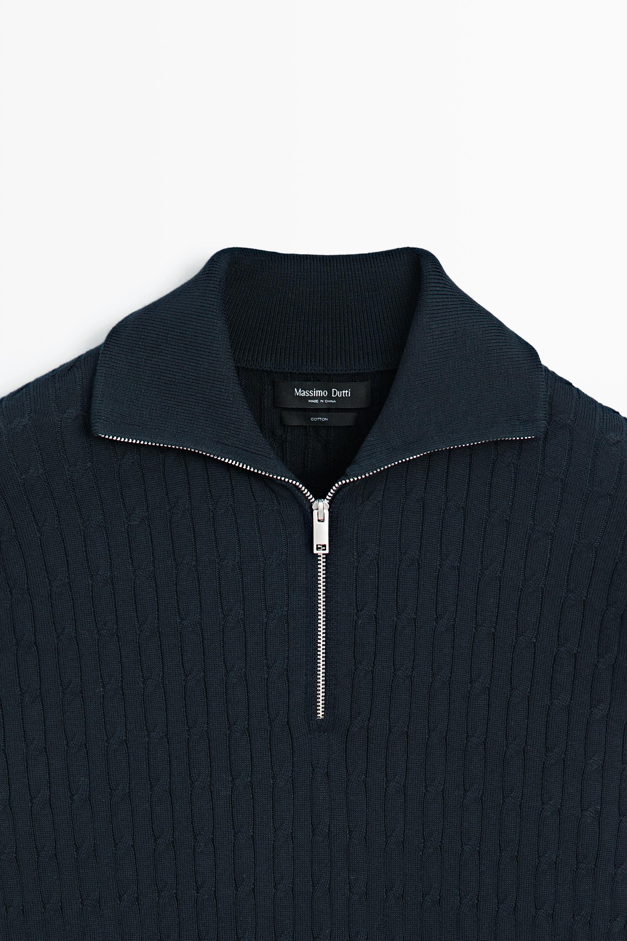 Pull en maille à col camionneur zippé