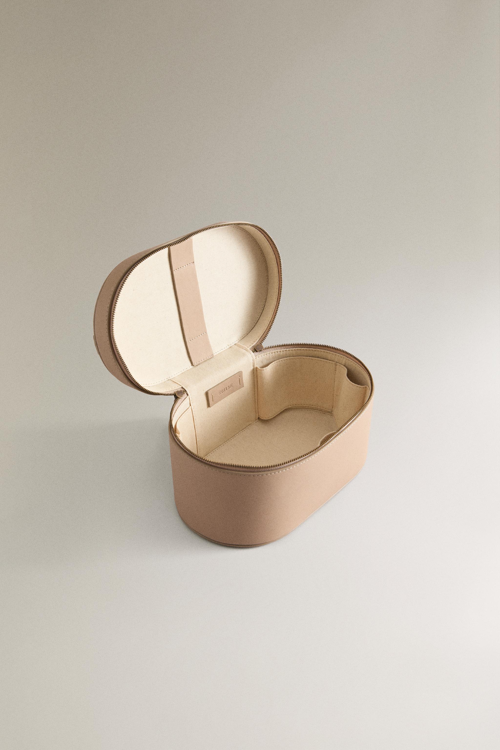 SMALL RIGID LEATHER MAKEUP BAG