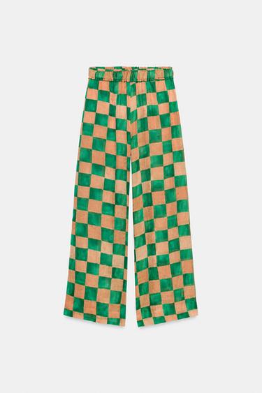 ZW COLLECTION RAMIE CHECK PALAZZO TROUSERS - Multicoloured by Zara - Image 5