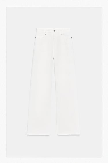 JEANS ZW COLLECTION WIDE LEG TIRO ALTO - Blanco roto de Zara