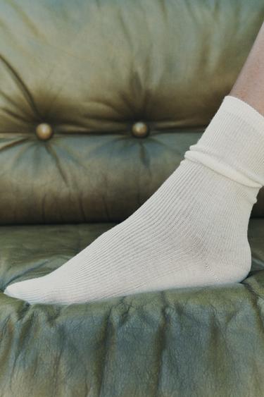 RIBBED COTTON SOCKS - Ecru by Zara - Image 0