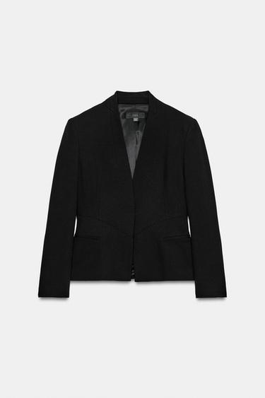 FITTED BLAZER WITH CONCEALED BUTTON - Black by Zara - Image 0