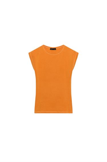 COTTON BLEND SLEEVELESS TOP - Orange by Zara