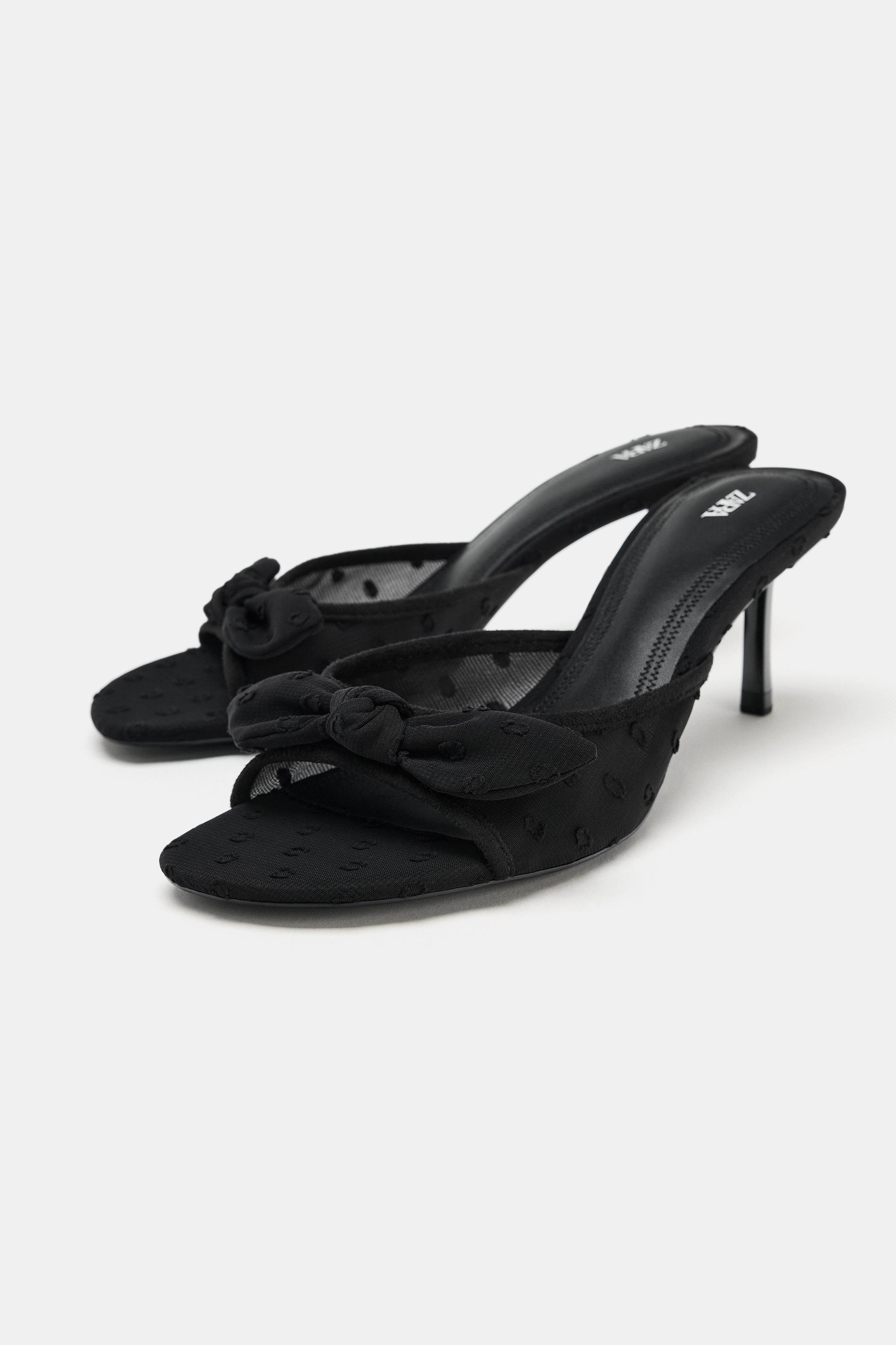 Женские сандалии Zara MESH HEELED SANDALS — фото 5