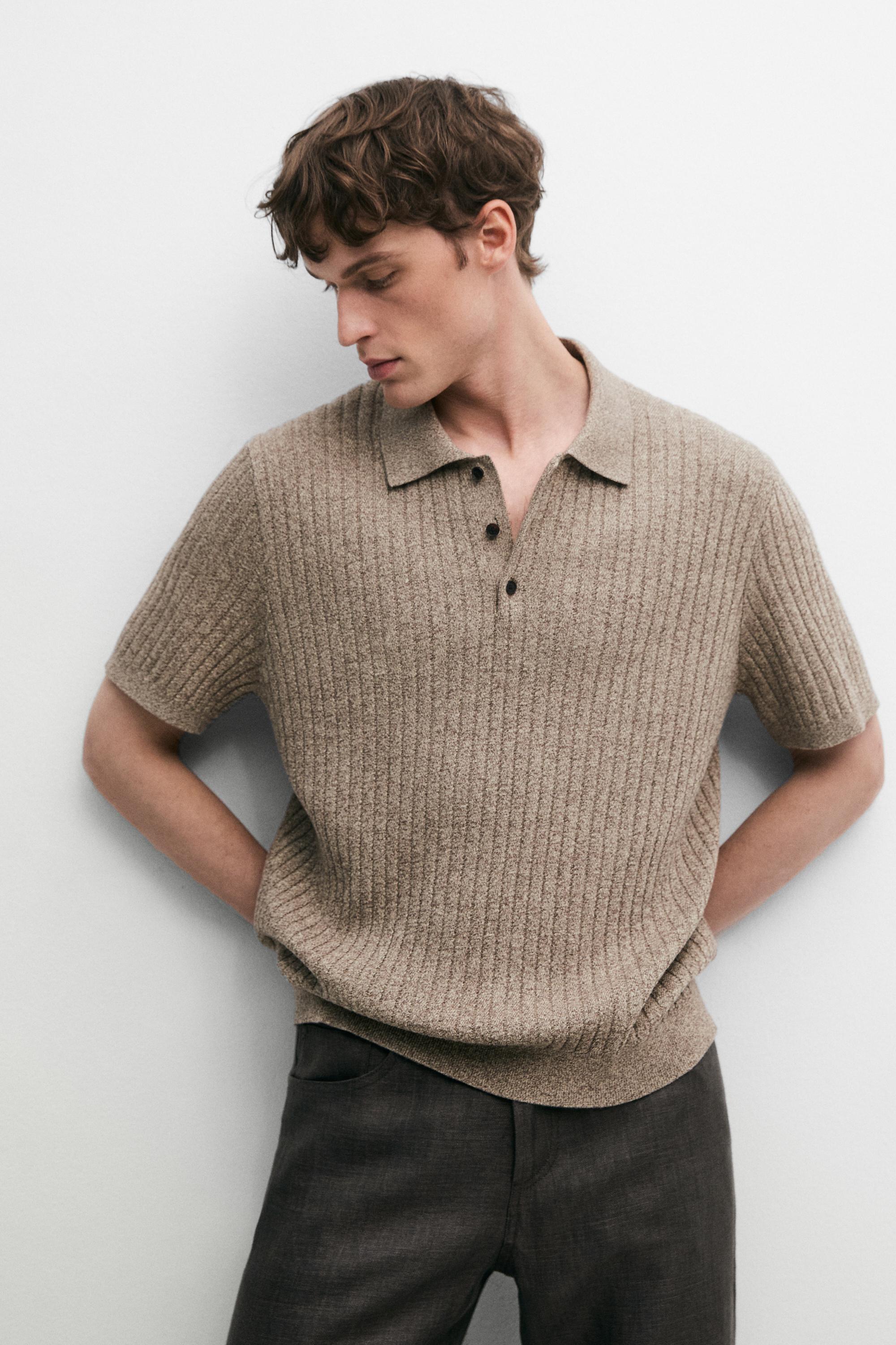 100% cotton knit polo collar sweater