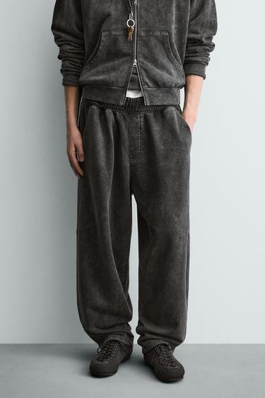 워시드 벌룬핏 조거 팬츠 - Zara 다크 앤트러사이트 그레이
