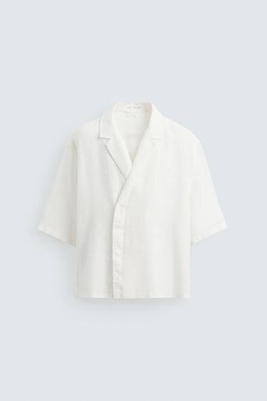100% LINEN KIMONO SHIRT - White by Zara