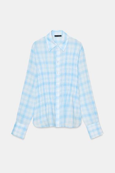 CHECK SHIRT - Sky blue by Zara - Image 0