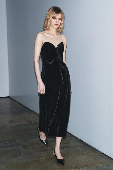 БАРХАТНОЕ ПЛАТЬЕ-БЮСТЬЕ ZW COLLECTION LIMITED EDITION — ЧЕРНЫЙ от Zara