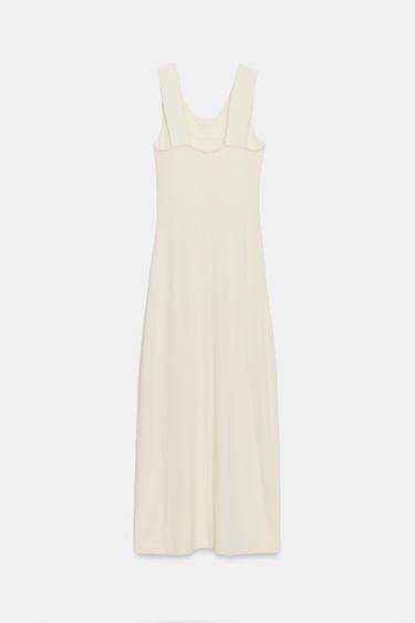 RIBBED HALTERNECK DRESS - Ecru by Zara - Image 7