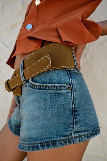 SHORT Z1975 EN DENIM À CEINTURE - Bleu moyen de Zara - Image 3