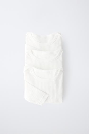 6 MESOS-3 ANYS/ PAQUET DE TRES BODIS DE MÀNIGA LLARGA - Blanc trencat de Zara