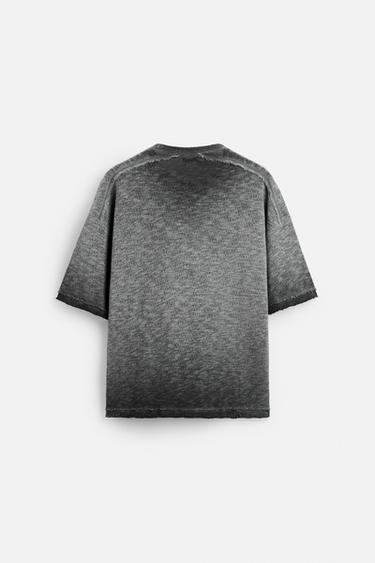 T-SHIRT DÉLAVÉ EN MAILLE - Gris anthracite de Zara - Image 6