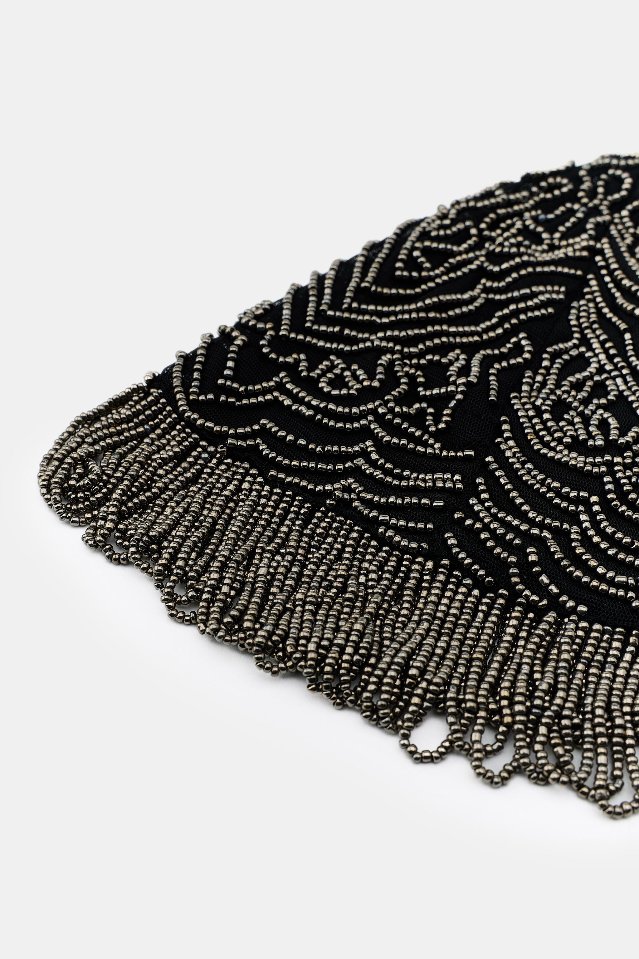 BEADED FRINGE CAP - Black | ZARA United States