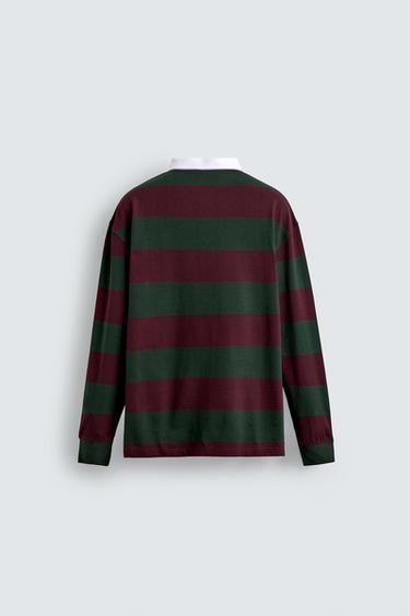 POLO RAYURES À PIÈCE - Raie verte de Zara - Image 7