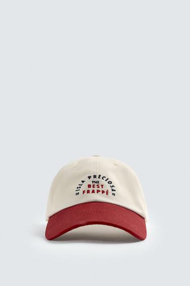 CONTRAST EMBROIDERY CAP - Ecru by Zara - Image 1