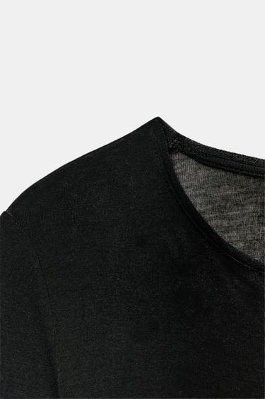 T-SHIRT EN COTON SUPIMA® - Noir de Zara - Image 5