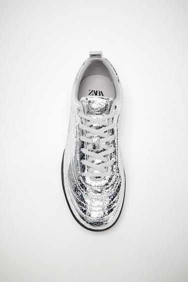 Zara METALLIC-EFFECT RUNNING SHOES - Silver