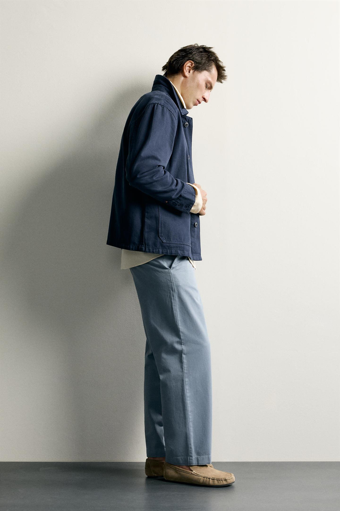 Мужская куртка Zara Relaxed Fit Pocket, цвет: Полуночный синий — фото 4