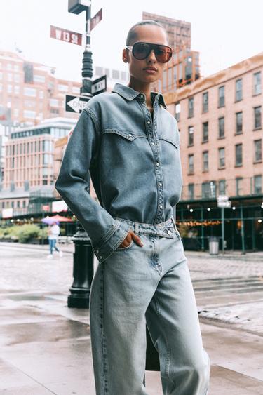 Zara Z1975 DENIM SHIRT - Mid-blue
