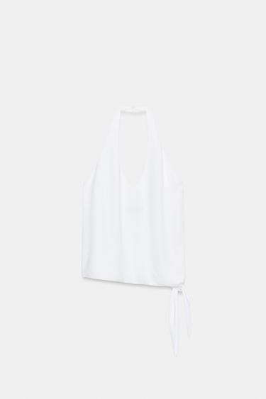 HALTER TOP WITH TIE DETAIL - White by Zara