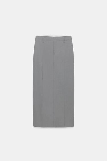 FALDA MIDI TRABILLAS - Gris claro de Zara