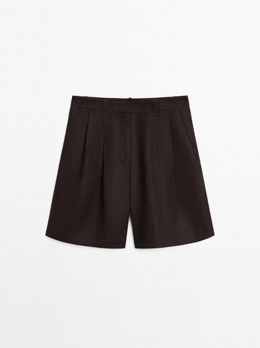 Zara Pleated Bermuda shorts - Brown - Image 0