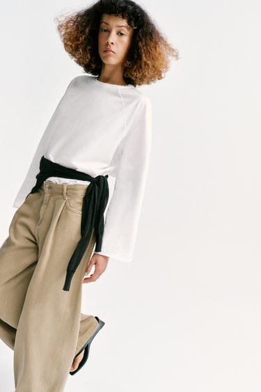 Z1975 WIDE-LEG HIGH-WAIST JEANS WITH DARTS - Sand by Zara - Image 7