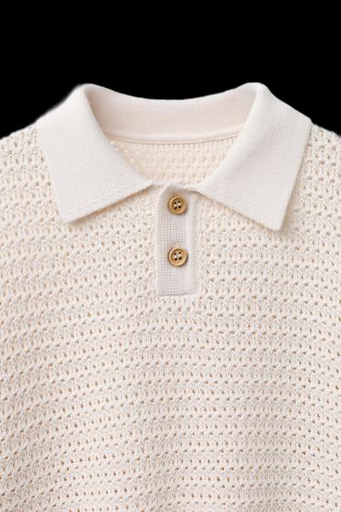 KNIT CROCHET JUMPER - Ecru by Zara