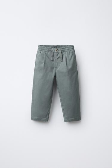 Zara STRAIGHT CHINO PANTS - Green