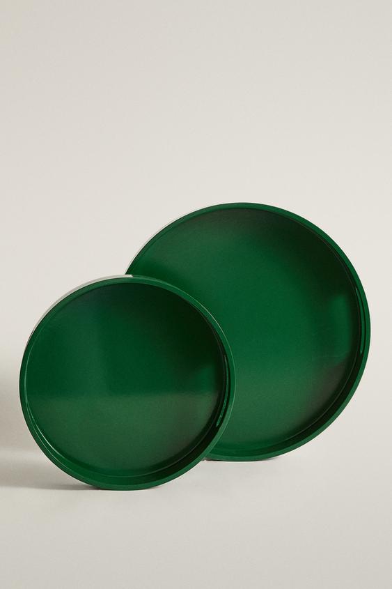 BANDEJA REDONDA LAQUEADA - Verde da Zara - Imagem 0