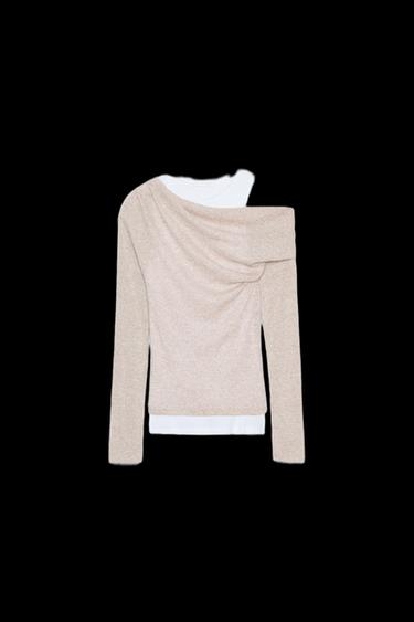 CAMISETA ASIMÉTRICA EFECTO DOBLE - Arena / Vigoré de Zara - Imagen 0