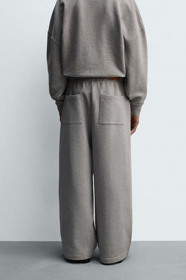 WIDE-LEG TROUSERS WITH SEAM DETAIL - Grey marl by Zara - Image 2