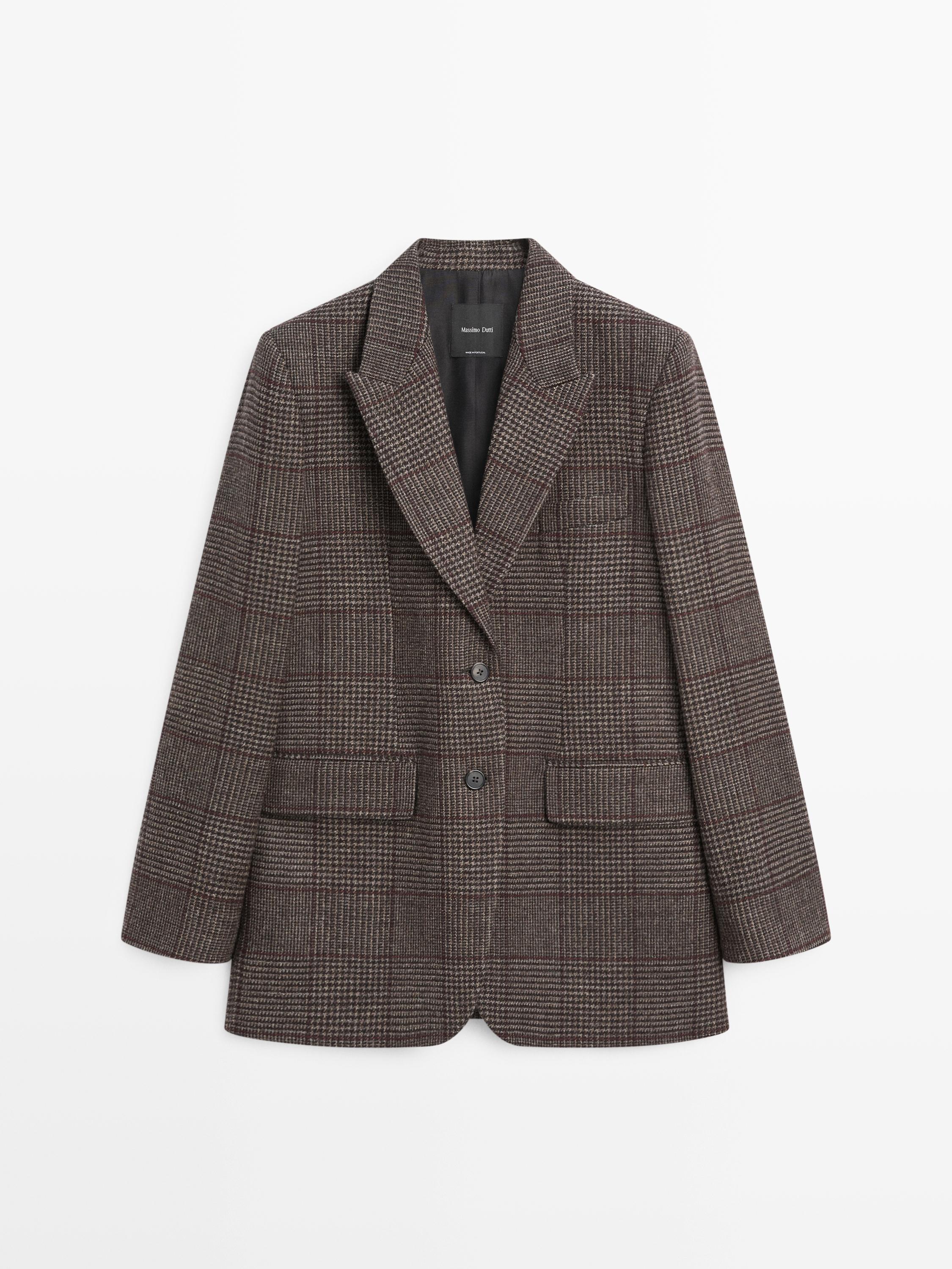 Check wool blend blazer